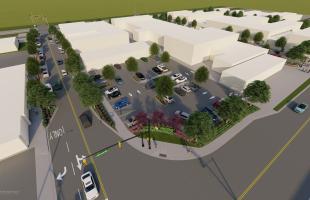 Aerial view of proposed Pine Street Corner Parking